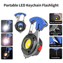 Axyaa Mini COB Keychain Flashlight with Screwdriver & Hammer - 7 Modes