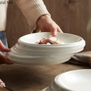 Axyaa Ceramic Dinner Plate Set - Restaurant Steak Dessert Salad Snack Insulation Plates