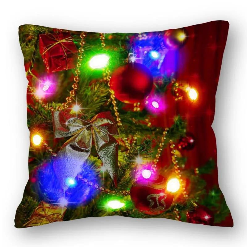 Christmas Santa LED Light Pillowcase for Home Decor, 45x45cm - Axyaa