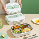 Axyaa Stainless Steel Thermal Lunch Box with Cutlery Set - 4/5 Grids, Microwave Safe