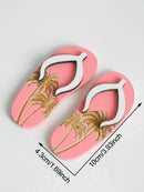 Boho Wood Palm Tree Flip-Flop by Axyaa: Tropical Style Desktop Ornament for Summer Display