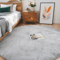 Axyaa Fluffy Black Rabbit Fur Rug 180CM - Washable Bedroom Living Room Decor