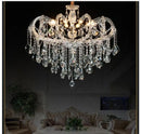 Axyaa Chrome Crystal Chandelier: Modern Candle Hanging Lamp for Foyer & Restaurant
