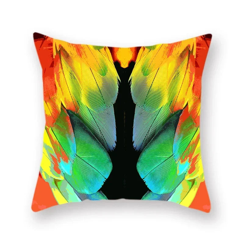Axyaa Bird Feather Polyester Cushion Cover for Home Decor
