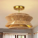Axyaa Woven Rattan Ceiling Chandelier Light Fixture for Home Décor