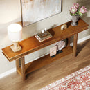 Axyaa 2-Tier Extra Long Wood Console Table, Narrow Sofa Entryway Table with Storage