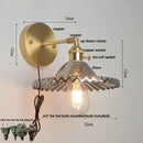 Axyaa Vintage Copper Glass LED Wall Sconce with Pull Chain Switch