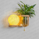 Axyaa Green Plant Wall Lamp with Pull Switch - Indoor Wood Sconces