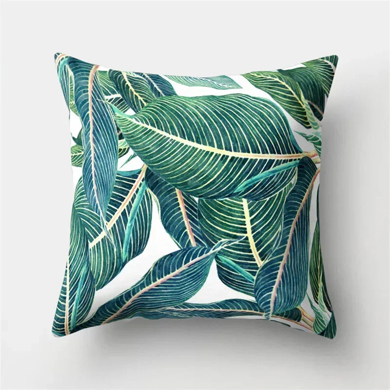 Axyaa Tropical Plant Green Leaves Cactus Pillowcase Living Room Sofa Cushion Cover