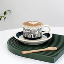 Axyaa Medieval Ceramic Mug & Saucer Set - Retro Coffee Cup Creative Design