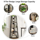 Axyaa 5-Tier Industrial Corner Bookshelf - 70" Tall Stand with Plant Shelf