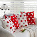 Axyaa Red-White Love Tufted Cushion Cover - Romantic Home Decor - 45x45cm