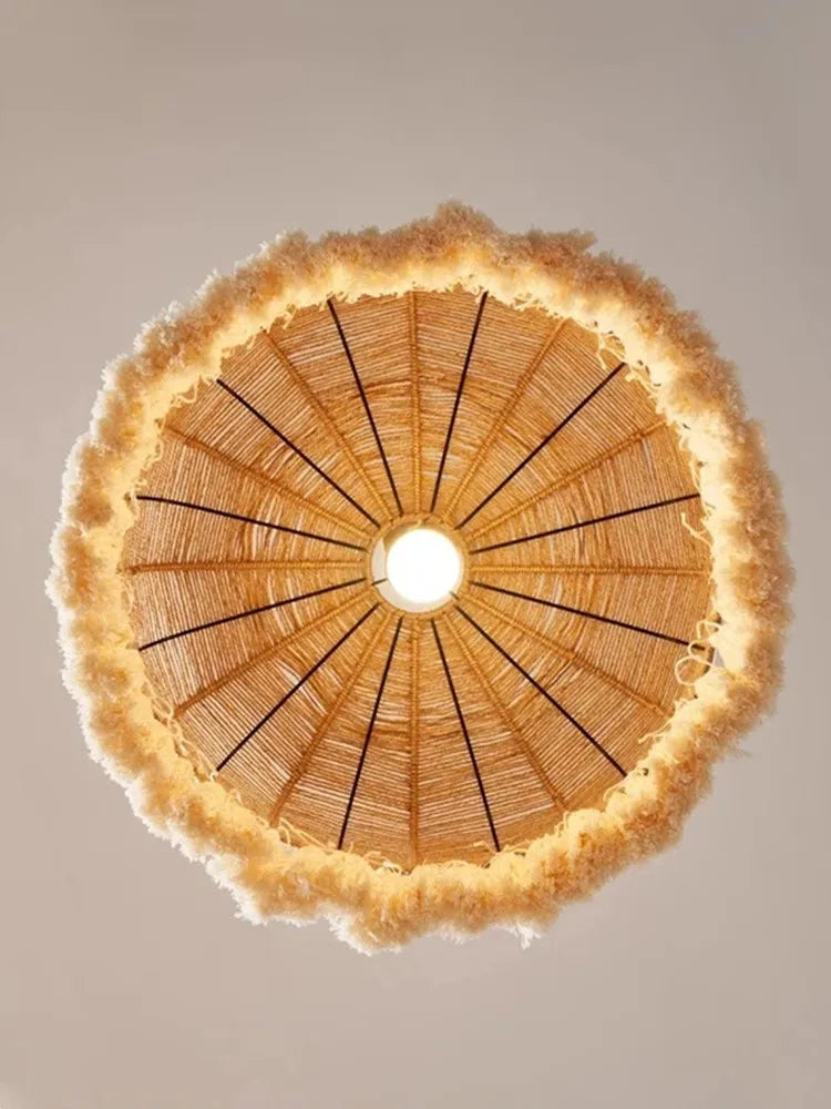 Axyaa Retro Living Room Hemp Rope Pendant Lights