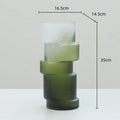 Axyaa Matte Green Bamboo Joint Glass Vase Geometric Terrarium Home Decoration