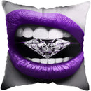 Axyaa Purple Diamond Lips Decor Pillow Cover for Home, Hotel, and Car Sofa Bed