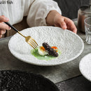 Axyaa Stone Pattern Ceramic Plate for Molecular Cuisine and Dining Experience