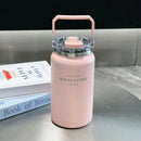 Axyaa Stainless Steel Vacuum Flask Insulated Cup with Handle, Straw, Cold&Hot Thermos Mug.