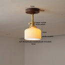 Axyaa Amber Glass LED Ceiling Light Fixture with Wood Canopy - Modern Home Lighting