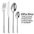Axyaa 24-Piece Stainless Steel Cutlery Set | Elegant Mirror Finish Western Dinnerware