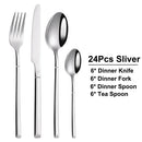 Axyaa 24-Piece Stainless Steel Cutlery Set | Elegant Mirror Finish Western Dinnerware