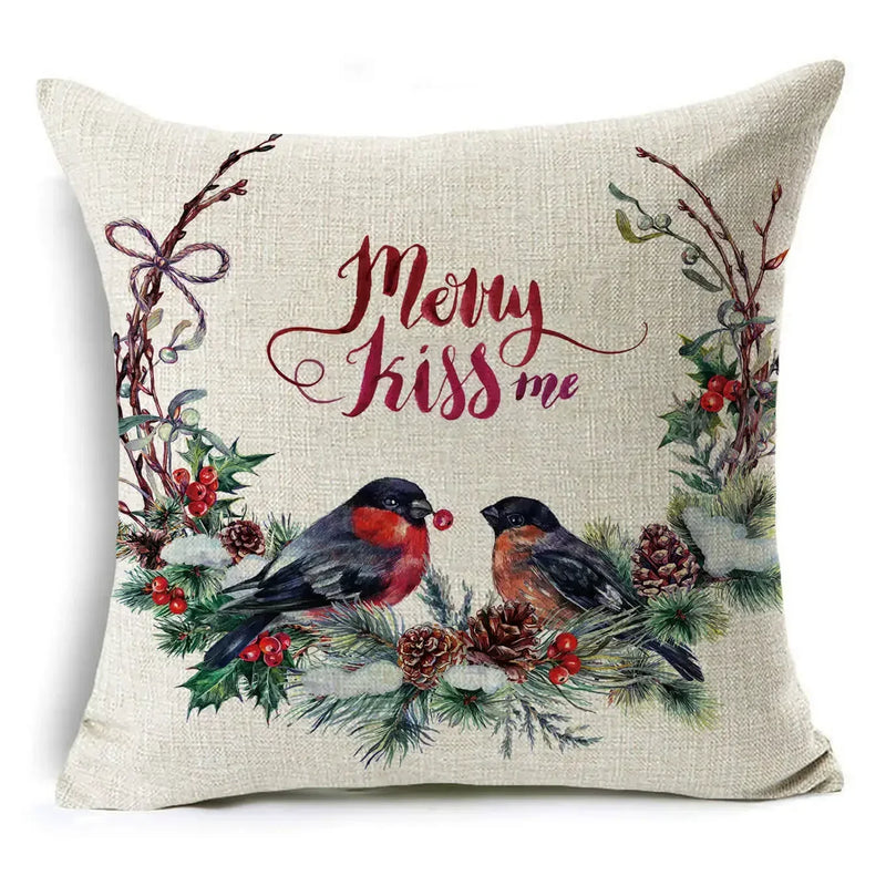 Axyaa Christmas Birds Garland Cushion Cover
