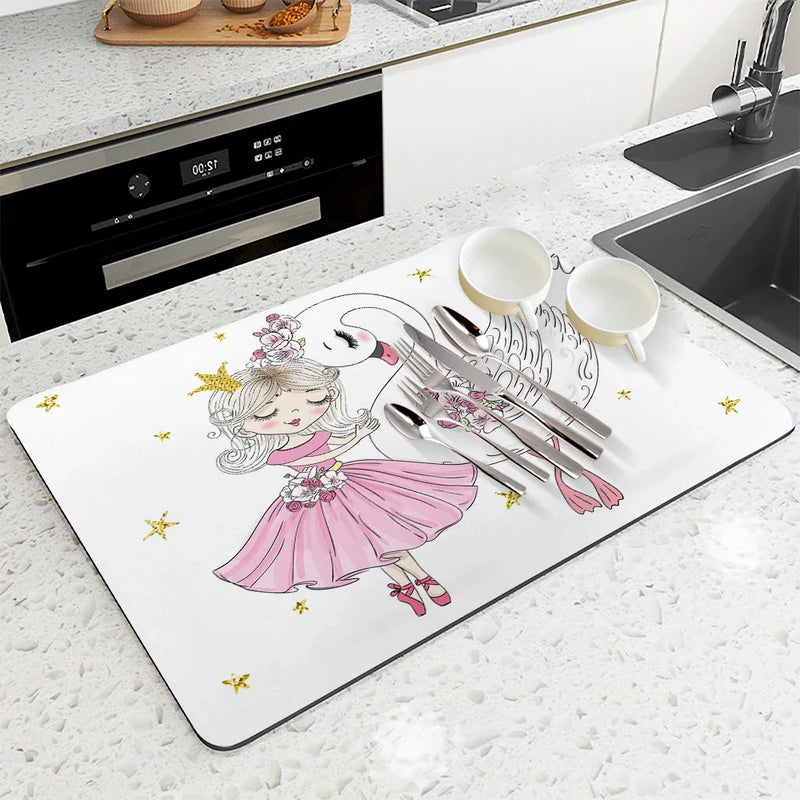 Axyaa Diatom Ballet Kitchen Drain Mats for Tableware and Coffee Machine