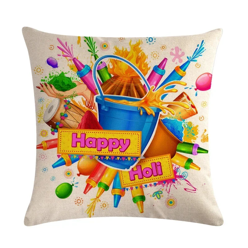 Axyaa Holi Holiday Pillowcase: Vibrant Decor for Home, Office, or Party