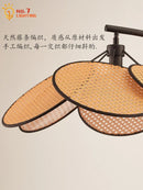 Axyaa Wabi-sabi Rattan Fishing Floor Lamp LED E27 Retro Design Petal Standing Lamp