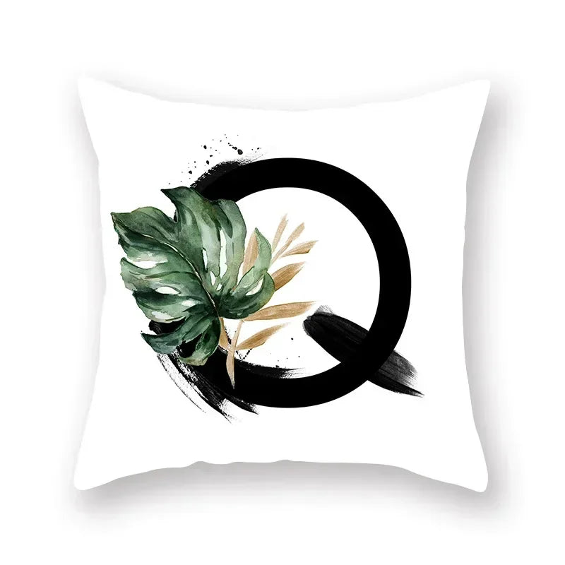 Floral Alphabet Pillow Case by Axyaa: Home & Car Decorative Cushion Cover