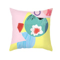 Axyaa Pink Blue Abstract Plants Floral Pillows Case - Modern Art Decor Sofa Couch
