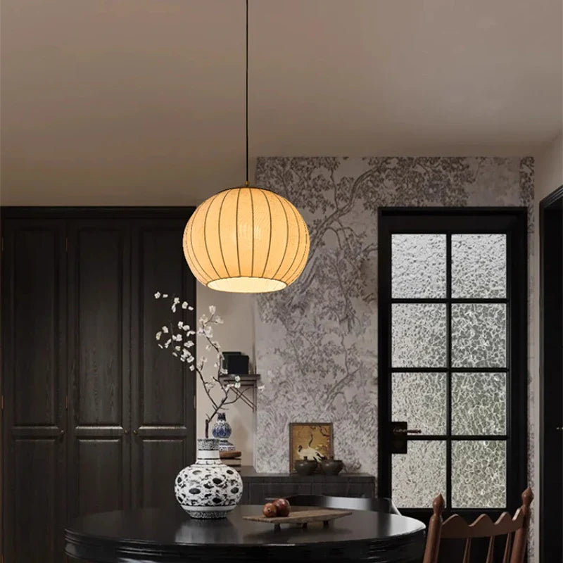 Axyaa Wabi Sabi Cloth Pendant Light: Retro Fabric Chandelier for Living Room & Restaurant