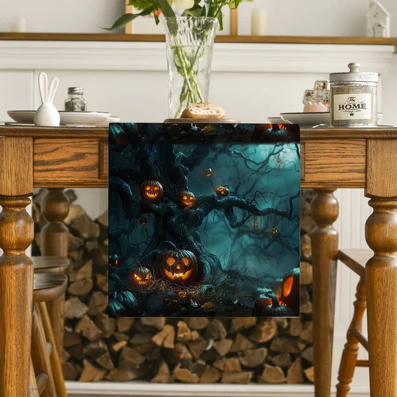 Axyaa Halloween Pumpkin Forest Moon Table Runner