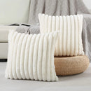 Axyaa Super-Soft Striped Plush Cushion Cover for Home Decor