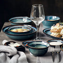 Axya Blue Ceramic Dinnerware Set: Plate and Bowl - Wholesale Kiln Dish Collection