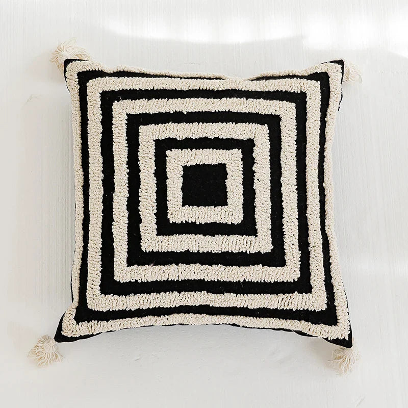 Axyaa Tufted Boho Pillow Cover with Tassels 45x45cm
