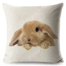 Axyaa Bunny Linen Cushion Cover - Cute Rabbit Throw Pillowcase - Home Decor