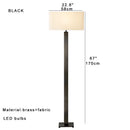 Axyaa Brass Fabric Floor Lamp, LED 3000K Standing Light for Living Room Office