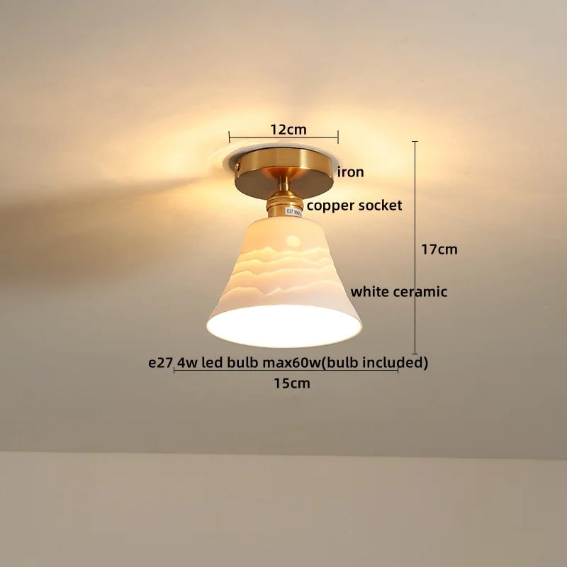 Axyaa Modern Ceramic LED Ceiling Lamp White for Porch & Balcony