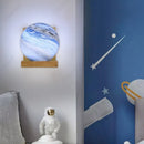 Axyaa Glass Planet Wall Lamp: Solid Wood Fixture for Bedroom and Living Room