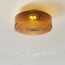 Axyaa Amber Glass Ceiling Chandelier with LED Light for Modern Interiors