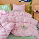 Axyaa Pink Plaid Bedding Set 2025 - Twin/Full/Queen Size - Girls Bed Sheet Set