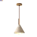 Axyaa Wood Yellow Travertine LED Pendant Lights - Japan Style Kitchen Island Hanglamp
