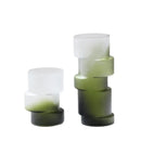 Axyaa Matte Green Bamboo Joint Glass Vase Geometric Terrarium Home Decoration