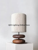 Axyaa Walnut Wood Bedside Table Lamp - Retro Design for Bedroom and Living Room