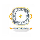 Axyaa Ceramic Square Salad Plate with Handles, Kitchen Utensil, Italian Pasta Plate