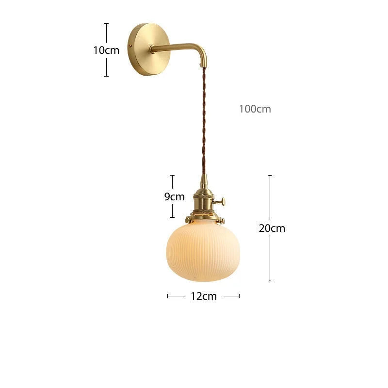 Axyaa Nordic LED Wall Light - Adjustable Copper Ceramic Fixture for Bedroom Living Room