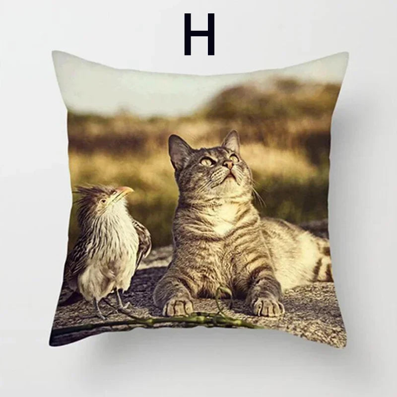 Cat Pattern Cushion Cover 45x45cm - Ideal Sofa & Home Decor Gift by Axyaa