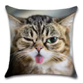 Axyaa Cat Tongue Out Decor Cushion Cover – Polyester Throw Pillow for Home Sofa Seat