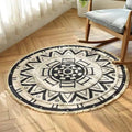 Axyaa Moroccan Cotton Linen Printed Floor Rug for Home Decor, Bedroom, Living Room