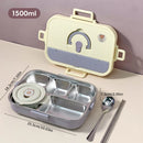 Axyaa 4/5 Grids Stainless Steel Divided Lunch Box Set with Cutlery